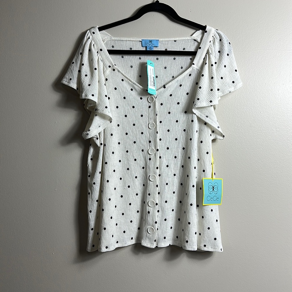 CeCe polka dot top